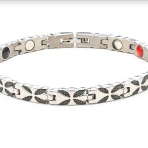 Silver & Black CROSS Negative Ion Healing Bracelet